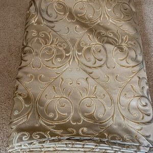 70x102 inch ANYA Tablecloth champagne color with gold scroll (Discontinued)